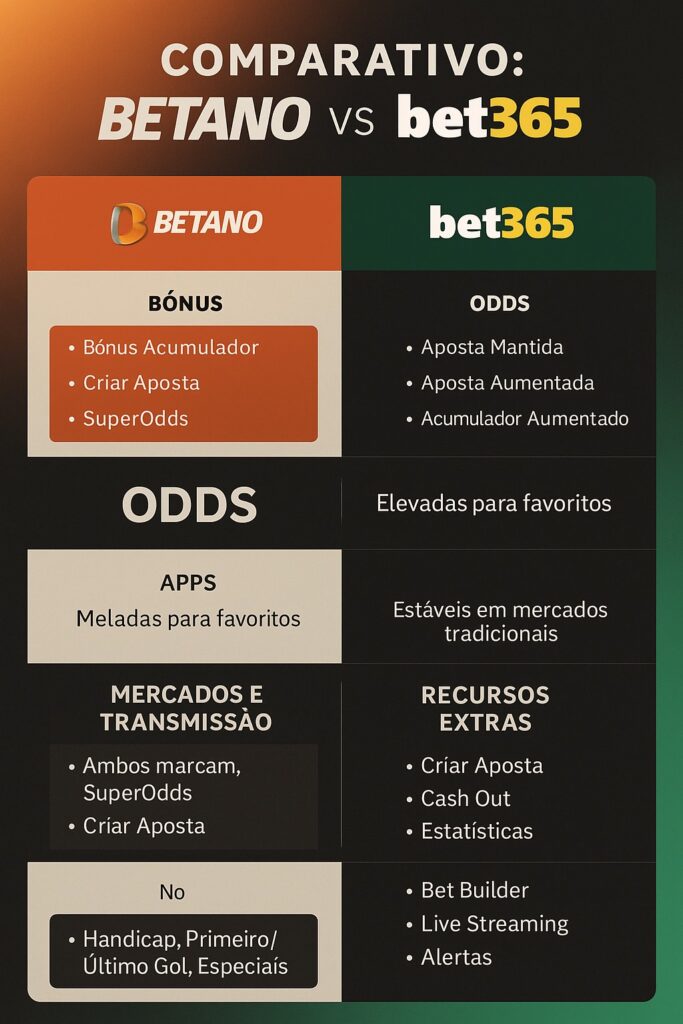 Comparativo: Betano vs Bet365 – Qual a Melhor em 2025?